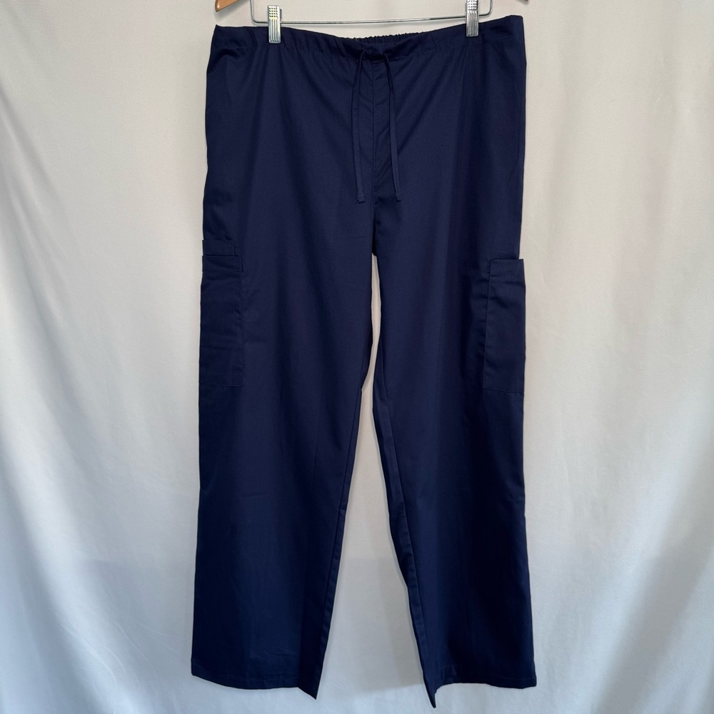❤️3/$30 WS Uniforms Navy Blue Cargo Scrub Pants Drawstring/Elastic Waist NWT L